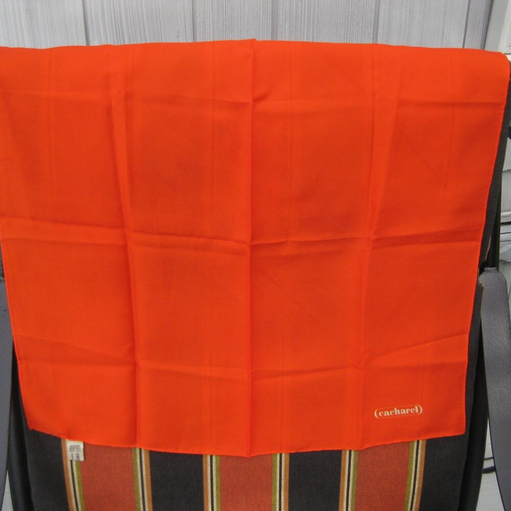 Vintage Cacharel Punchy Orange Square Polyester Scarf